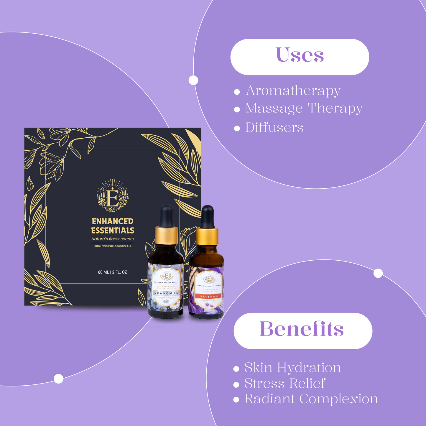 Soothing Fusion Of Saffron & Chamomile - 100% Natural Essential Oil (2 x 30 mL)